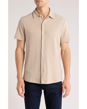 Robert Barakett Newman Short Sleeve Knit Button-Up Shirt - Natural