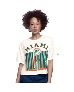 Starter Miami Dolphins Throwback Play The Ball Boxy Cropped T-Shirt - White