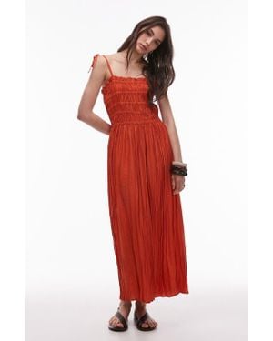 TOPSHOP Shirred Bodice Midi Dress