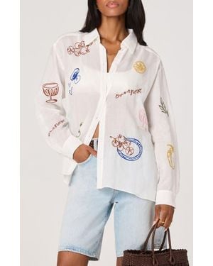 Astr Trace Embroidered Button-Up Shirt - White