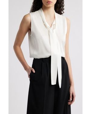 Kobi Halperin Tie Neck Sleeveless Stretch Silk Top - Black