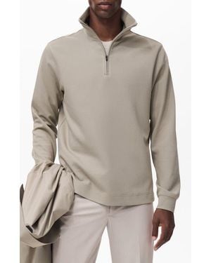 Mango Thermoregulated Regular Fit Quarter Zip Sweater - Gray