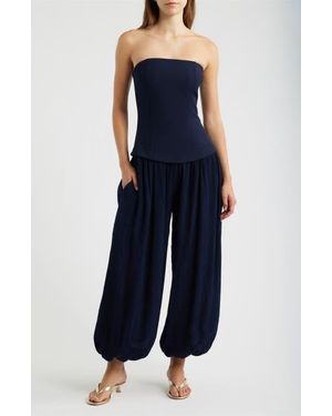 Line & Dot Lowen Strapless Wide Leg Jumpsuit - Blue