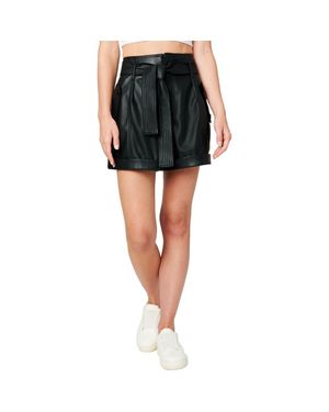 Blank NYC Paperbag Waist Faux Leather Shorts - Black