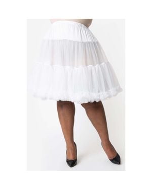 Unique Vintage Plus Size Ruffled Petticoat Crinoline - White