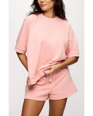 nuuds Elbow-Sleeve Cotton Blend French Terry Sweatshirt - Pink