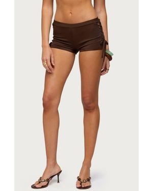 Edikted Jilly Side Cutout Micro Shorts - Brown