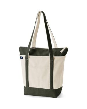Lands' End Zip Top Long Handle Canvas Tote Bag - Multicolor
