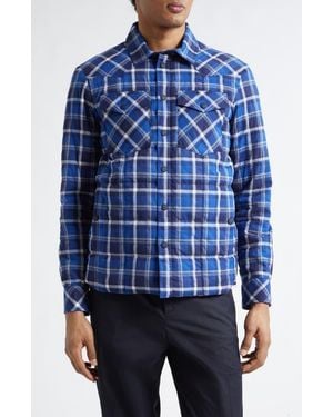 Moncler Grenoble Quilted Plaid Overshirt - Blue