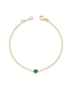 SHAY Baby Emerald Heart Bracelet - Metallic