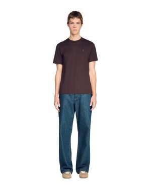 Sandro Cotton Logo T-Shirt - Blue