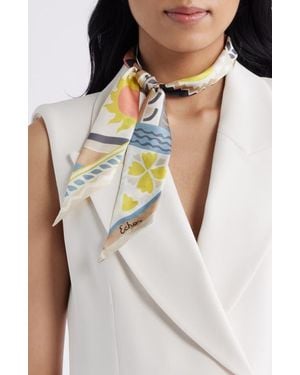 Echo Coastal Collage Silk Ribbon Scarf - White