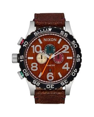 Nixon 51-30 Chronograph Leather Strap Watch, 51Mm - Black