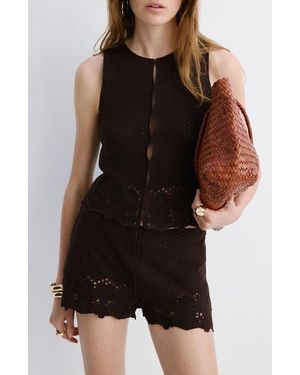 Mango Open Stitch Sweater Vest - Black