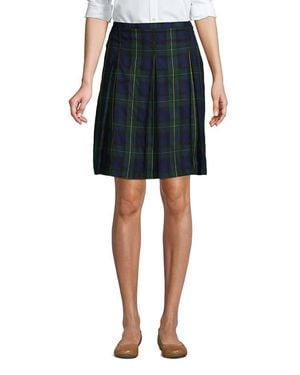 Lands' End School Uniform Young Plaid Box Pleat Skirt Top Of The Knee - Black