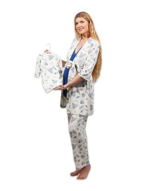 Everly Grey Analise During & After 5-Piece Maternity/Nursing Sleep Set For Mom & Baby - White