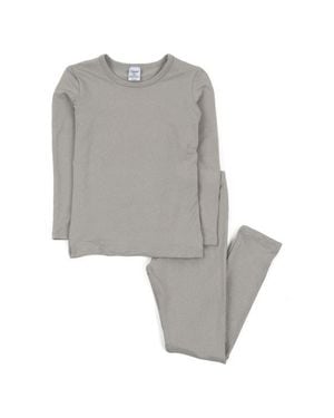 Leveret Two-Piece Thermal Long Sleeve Solid Pajamas - Gray