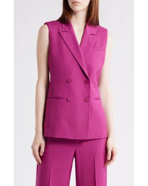 Tahari Double Breasted Long Vest - Pink