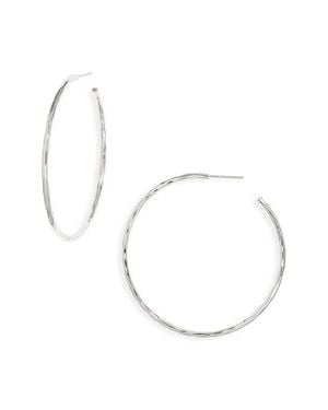 Nest Skinny Hammered Hoop Earrings - White