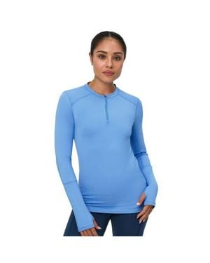 BloqUV Performance Quarter Zip Long Sleeve Crew Shirt - Blue