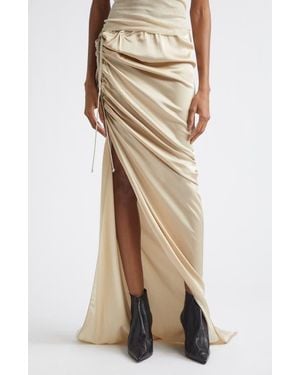 Rick Owens Edfu Ruched Satin Skirt - Natural