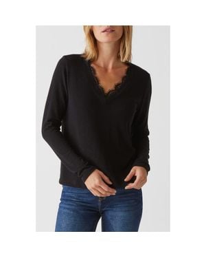 Michael Stars Bebe Lace Trim Relaxed Top - Black