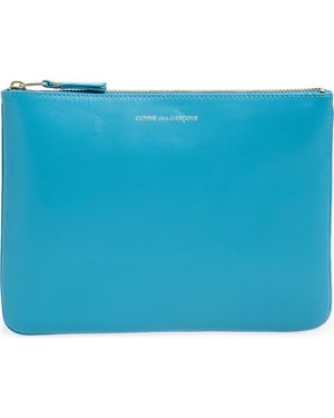 Comme des Garçons Medium Classic Leather Zip-Up Pouch - Blue
