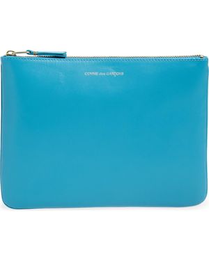 Comme des Garçons Medium Classic Leather Zip-Up Pouch - Blue