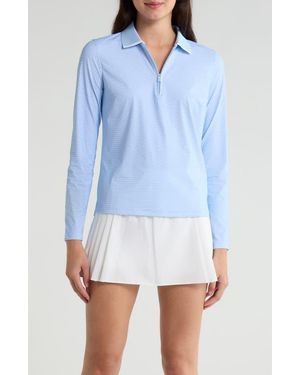 G/FORE Geo 2 Silky Tech Long Sleeve Polo - Blue