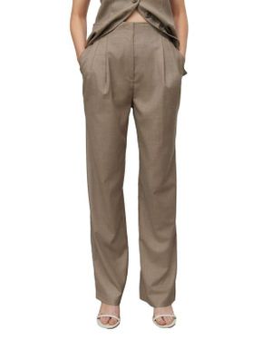 Next Cross Hatch Pleated Straight Leg Pants - Natural