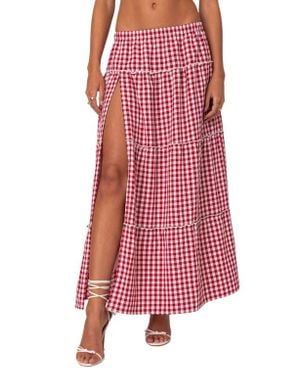 Edikted Gingham Tiered Maxi Skirt