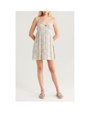 Billabong Last Sunset Floral Print Crinkle Minidress - Gray