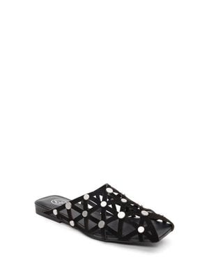 Ash Bone Studded Cutout Slide Sandal - Black