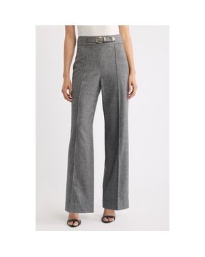 Tahari The Brenda Belt Detail High Waist Wide Leg Pants - Gray