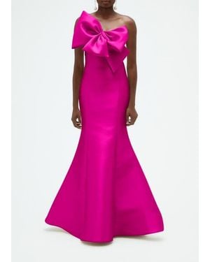 Amsale Mikado Twisted Double Bow Gown - Pink