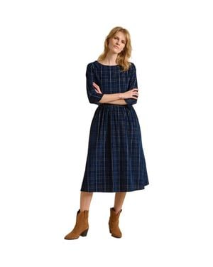 Brakeburn Lilliput 3/4 Sleeve Boat Neck Midi Dress - Blue