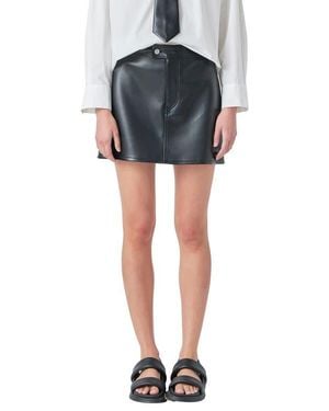 Grey Lab Faux Leather Miniskirt - Black