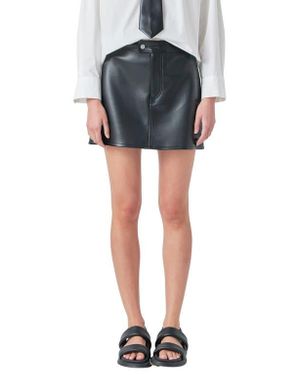 Grey Lab Faux Leather Miniskirt - Black
