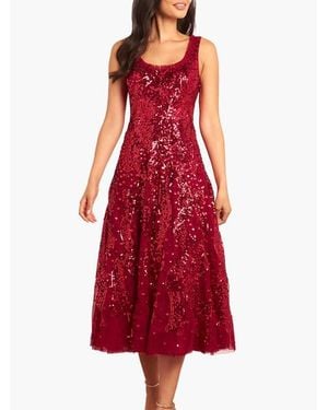Needle & Thread Sequin Ribbon Scoop Neck Ballerina Dress - Red