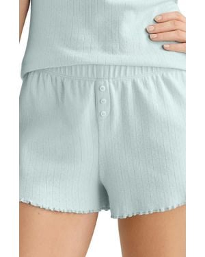 Tommy John Pointelle Rib Sleep Shorts - Blue