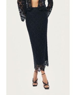 Nocturne Lace Midi Skirt - Blue