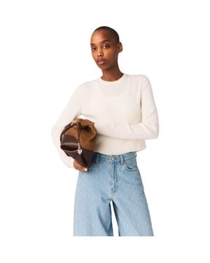 Maje Sweater With Jeweled Buttons - Blue