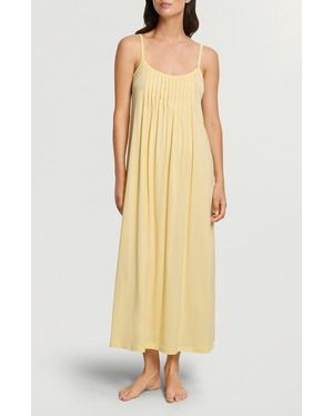 Hanro Juliet Pleat Neck Cotton Nightgown - Yellow