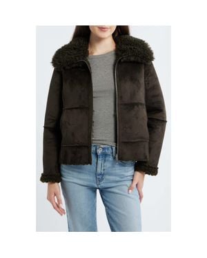 Sam Edelman Zip Front Faux Shearling Jacket - Black