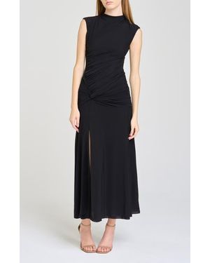 Wayf Sarielle Ruched Midi Dress - Black