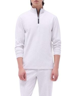 Bugatchi Quarter Zip Performance Pullover - White