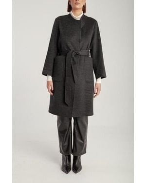 1982 Cashmere Belted Lapel Coat - Black