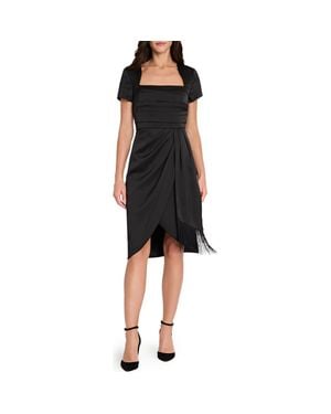 Tahari Pleated Bodice Cocktail Dress - Black
