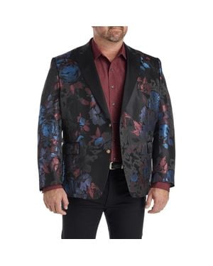 Tallia Big & Tall Bold Floral Sport Coat - Black