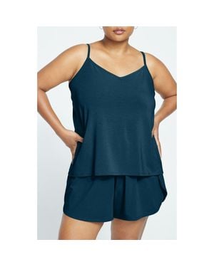 UNIVERSAL STANDARD Natalie Jersey Camisole & Shorts Sleep Set - Blue